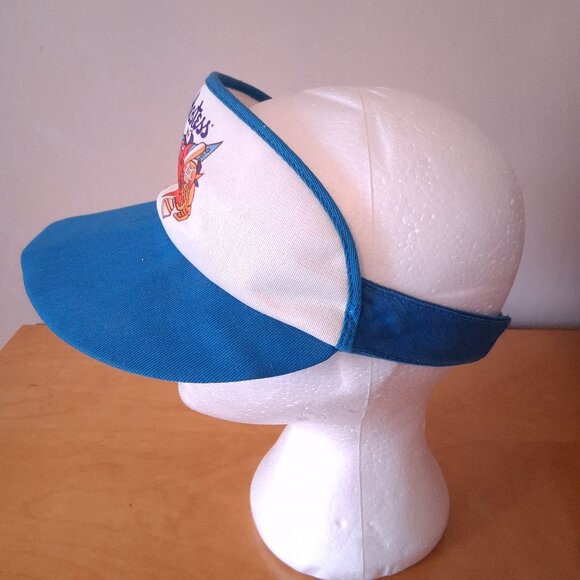 Damaged 1980s Blue Hostess Munchies Playing Baseball Sun Visor / Visor Hat - Picture 2 of 10